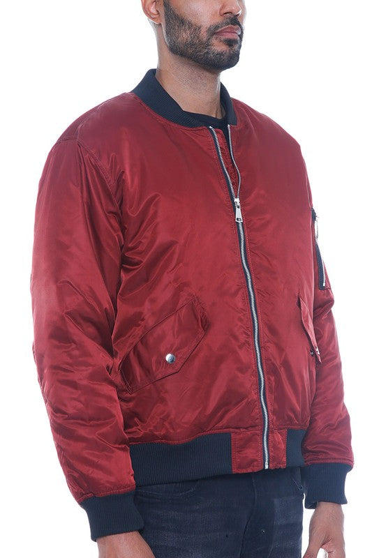 Mens Solid Padded Bomber Jacket