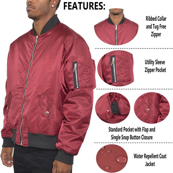 Mens Solid Padded Bomber Jacket