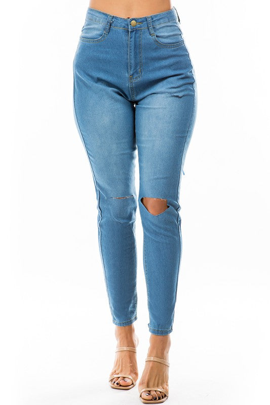 DENIM JEANS WITH COLOR MULT STRIP