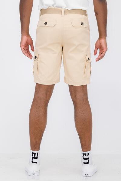 Mens Belted Cargo Shorts Pockets and Belt