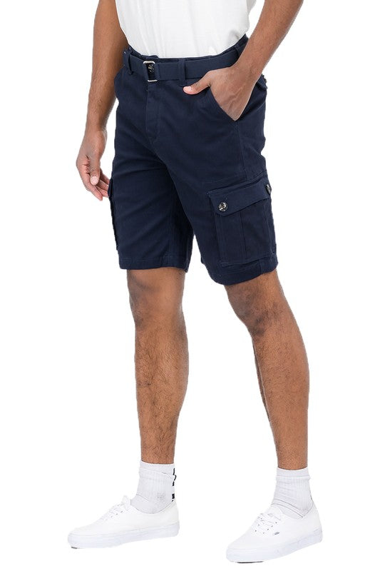 Mens Belted Cargo Shorts with Belt