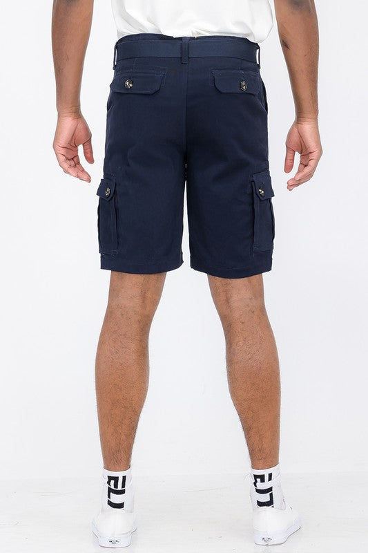 Mens Belted Cargo Shorts with Belt