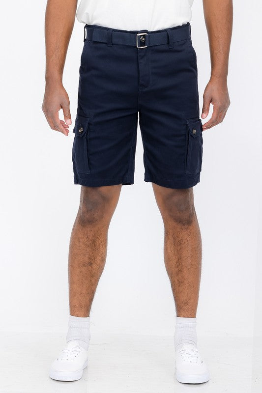 Mens Belted Cargo Shorts with Belt