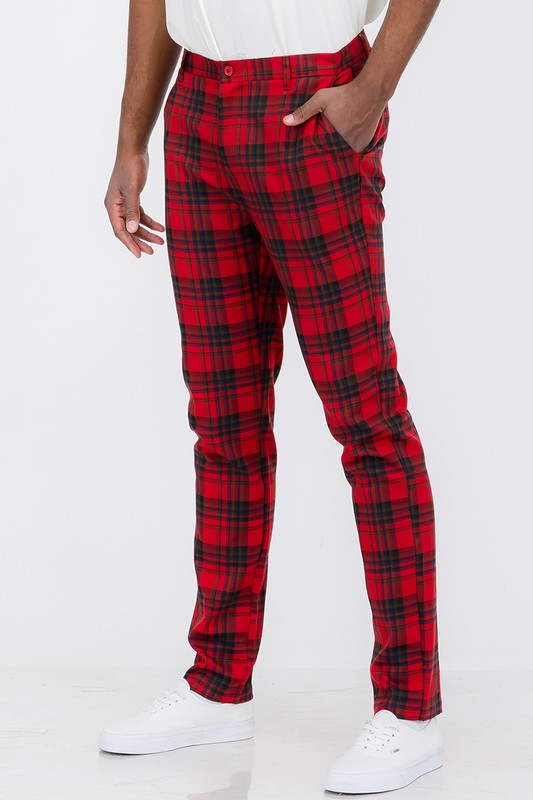 Weiv Mens Plaid Trouser Pants