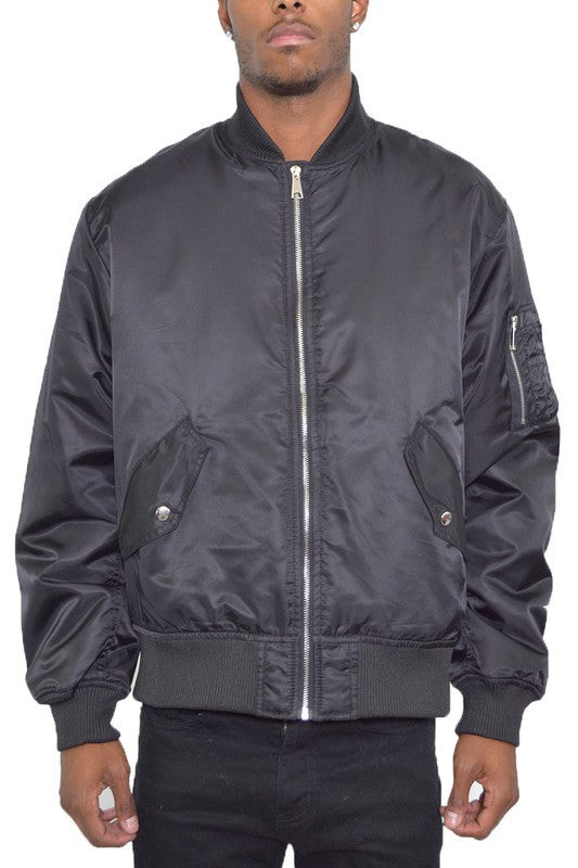 Mens Solid Padded Bomber Jacket