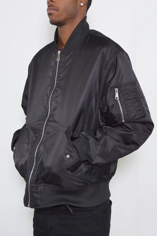 Mens Solid Padded Bomber Jacket