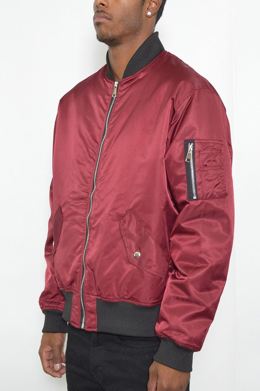 Mens Solid Padded Bomber Jacket