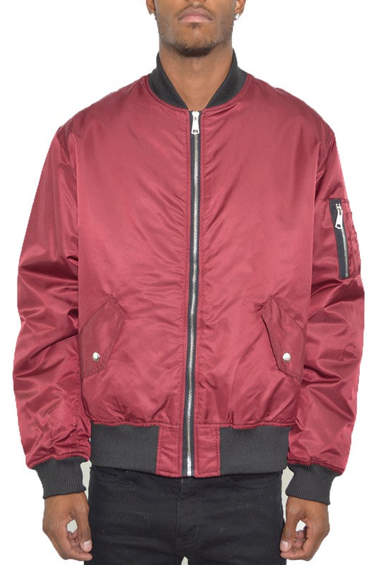 Mens Solid Padded Bomber Jacket