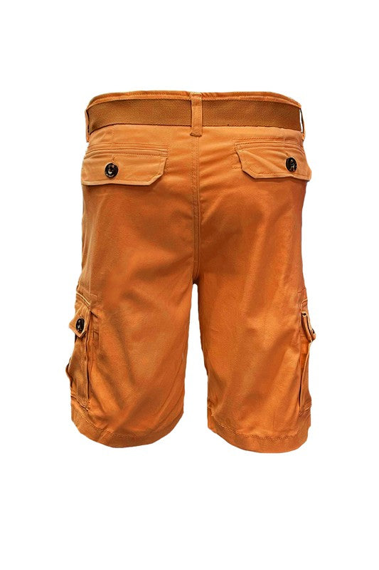 Mens Belted Cargo Shorts with Belt