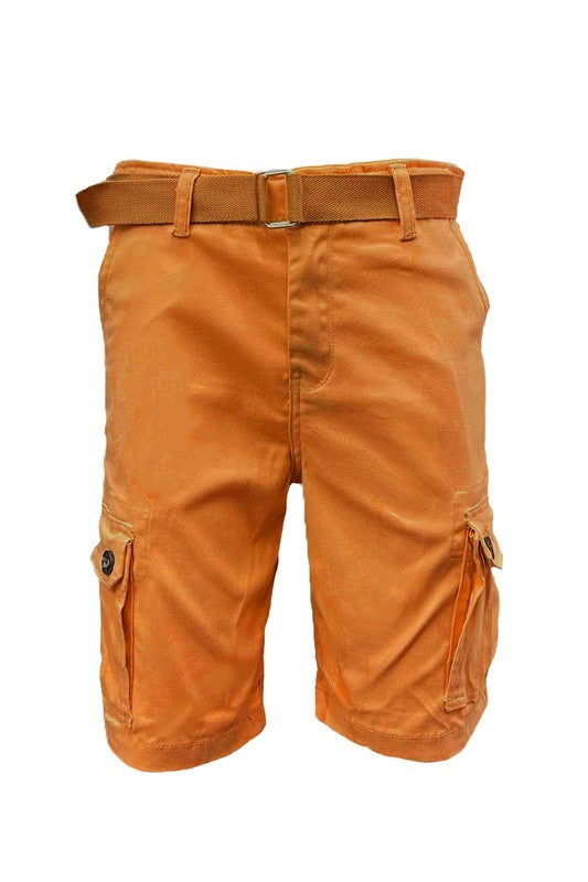 Mens Belted Cargo Shorts with Belt