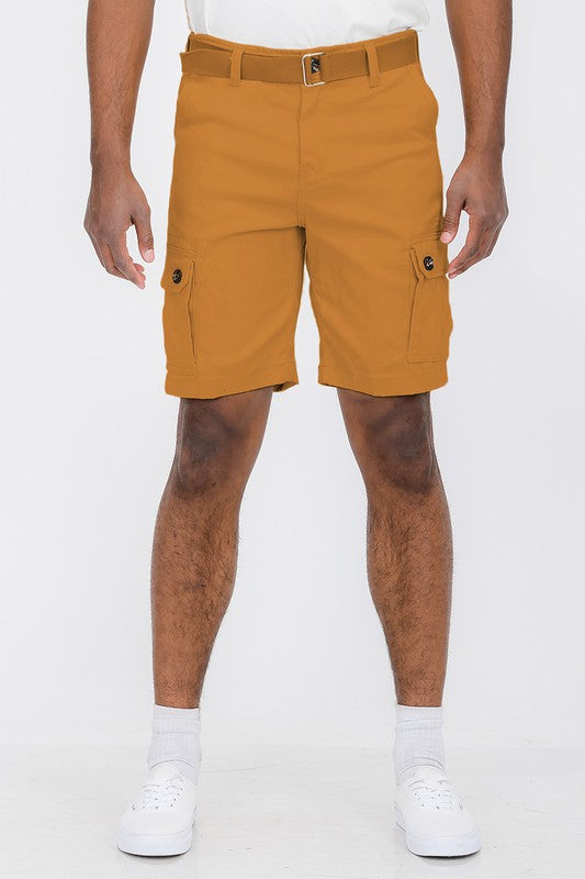 Mens Belted Cargo Shorts with Belt