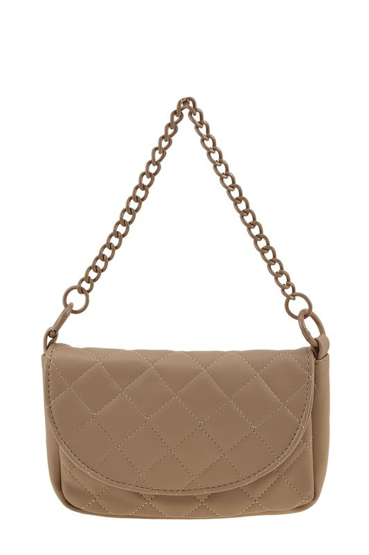 Diamond Quilted Chain Accent Crossbody Bag