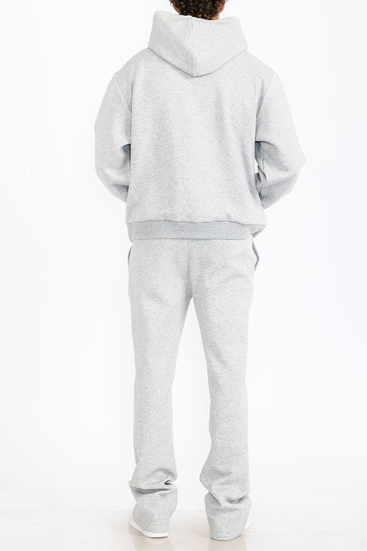 Mens Solid Fleece Flare Stacked SET