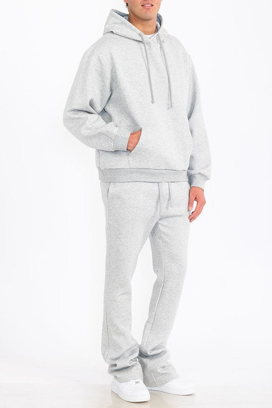 Mens Solid Fleece Flare Stacked SET