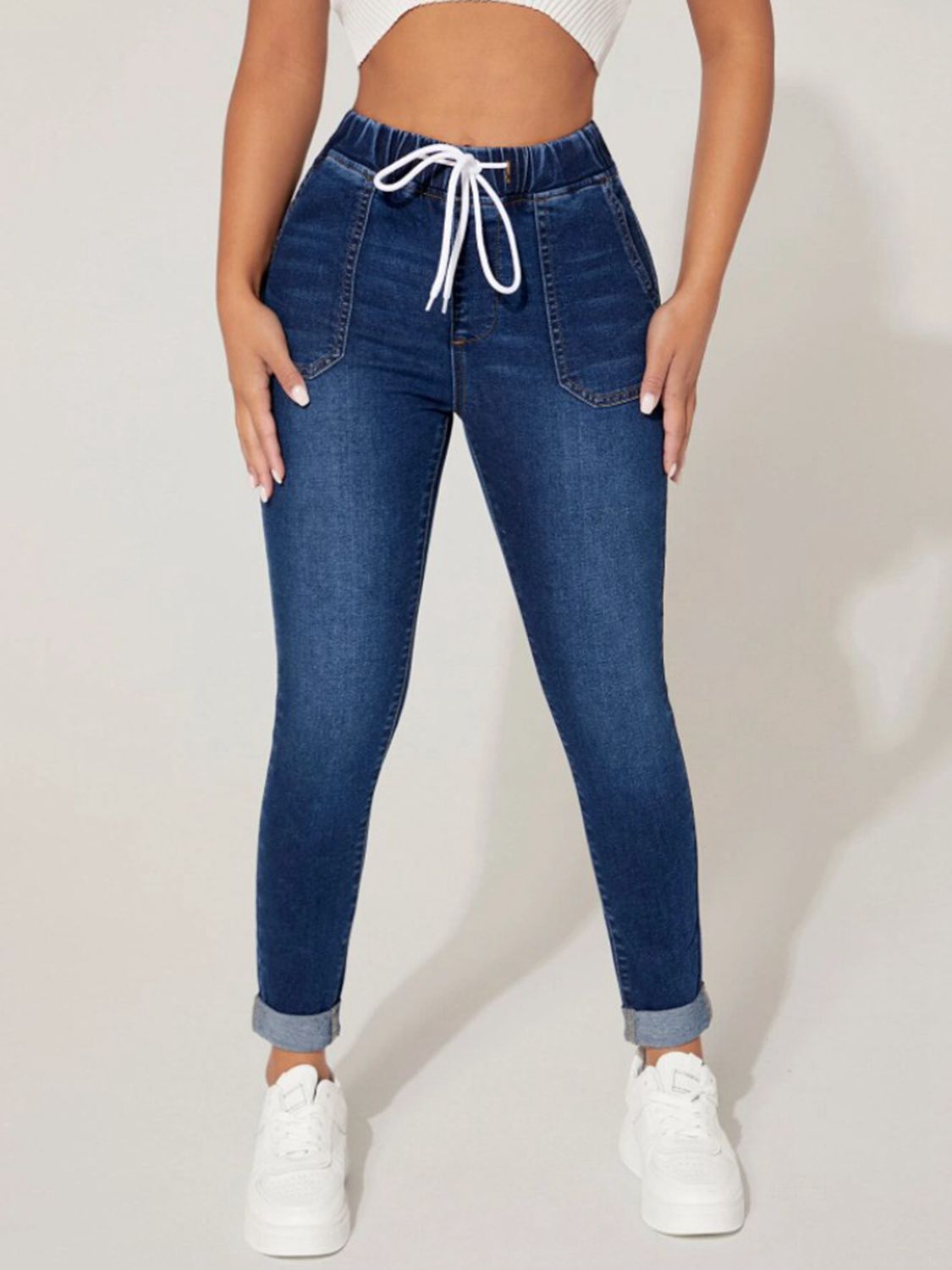 Drawstring Cropped Jeans