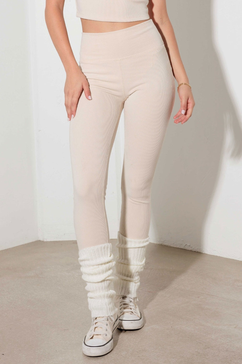 Le Lis Ribbed Crop Cami and High Waist Brushed Leggings Set